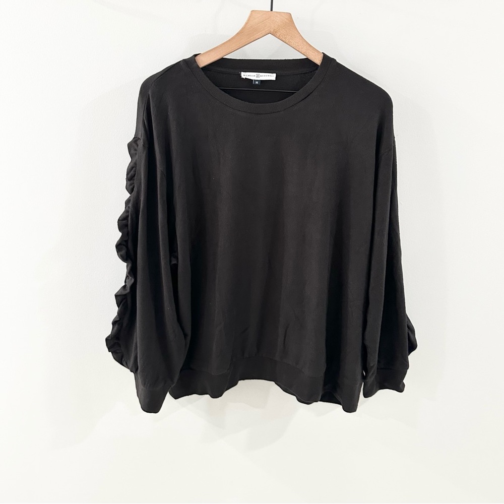 Michelle McDowell Ruffle Sleeve Sweater Black Size Medium